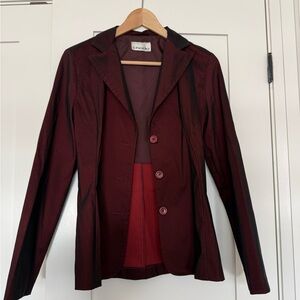 Vintage Chado Iridescent Burgundy Tailored Blazer Made in Canada Size 7/8 (S)